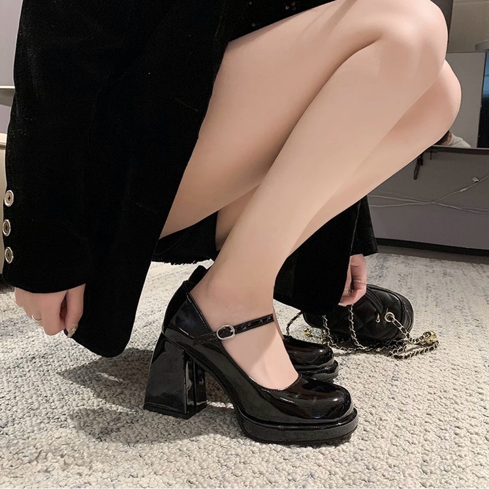 Black Patent Leather Mary Jane Heels